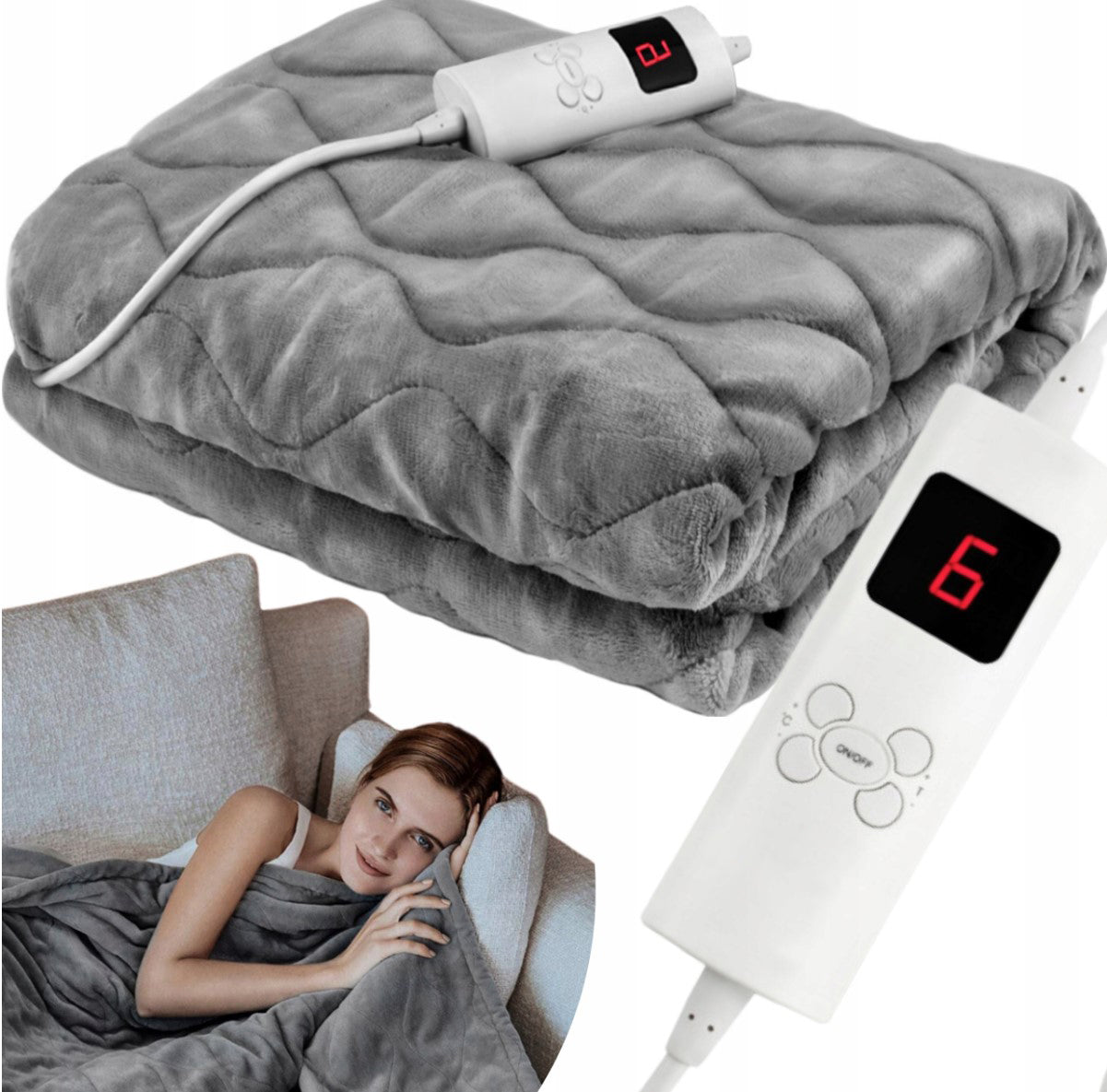 Patura cu incalzire electrica, Zola®, dimensiune 180x130 cm, temperatura reglabila, 6 Nivele de Incalzire,  220V, 85W, protectie supraincalzire, gri Patura cu incalzire electrica, Zola®, dimensiune 180x130 cm, temperatura reglabila, 6 Nivele de Incalzire,  220V, 85W, protectie supraincalzire, gri